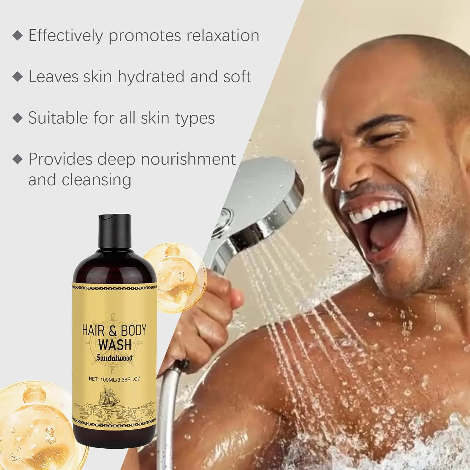 2-в-1 шампунь и гель для душа Sandalwood, 100 мл Generisch — фото 3