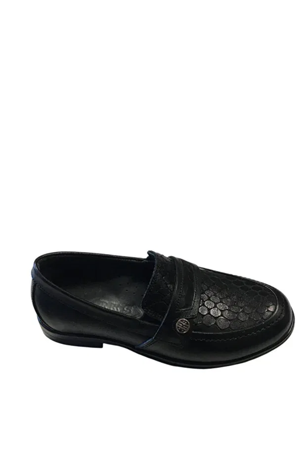 Детские лоферы для мальчиков с текстурой крокодила Rks Shoes, Black