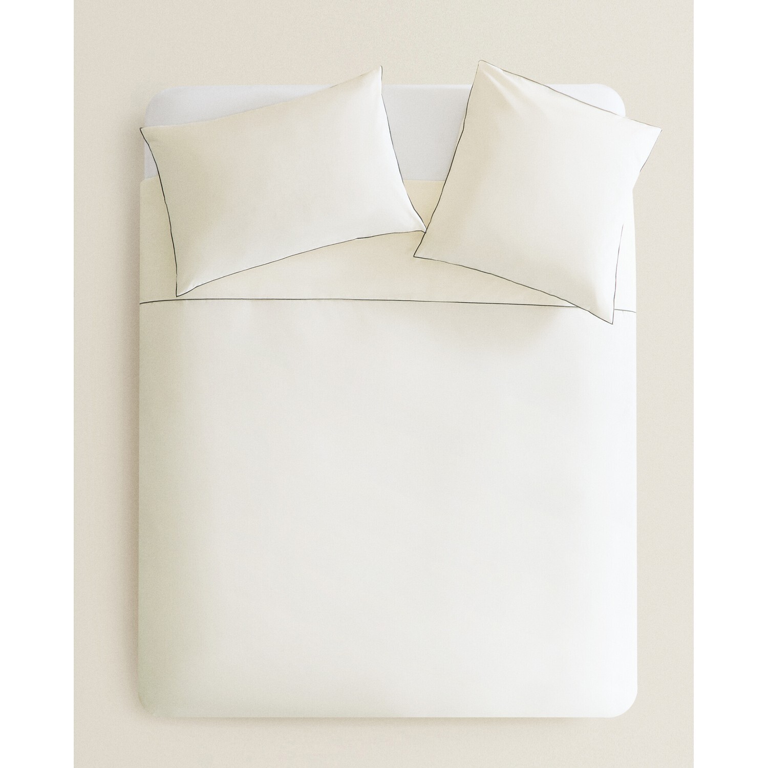 

Пододеяльник Zara Home Cotton Percale, 300 нитей, экрю/синий