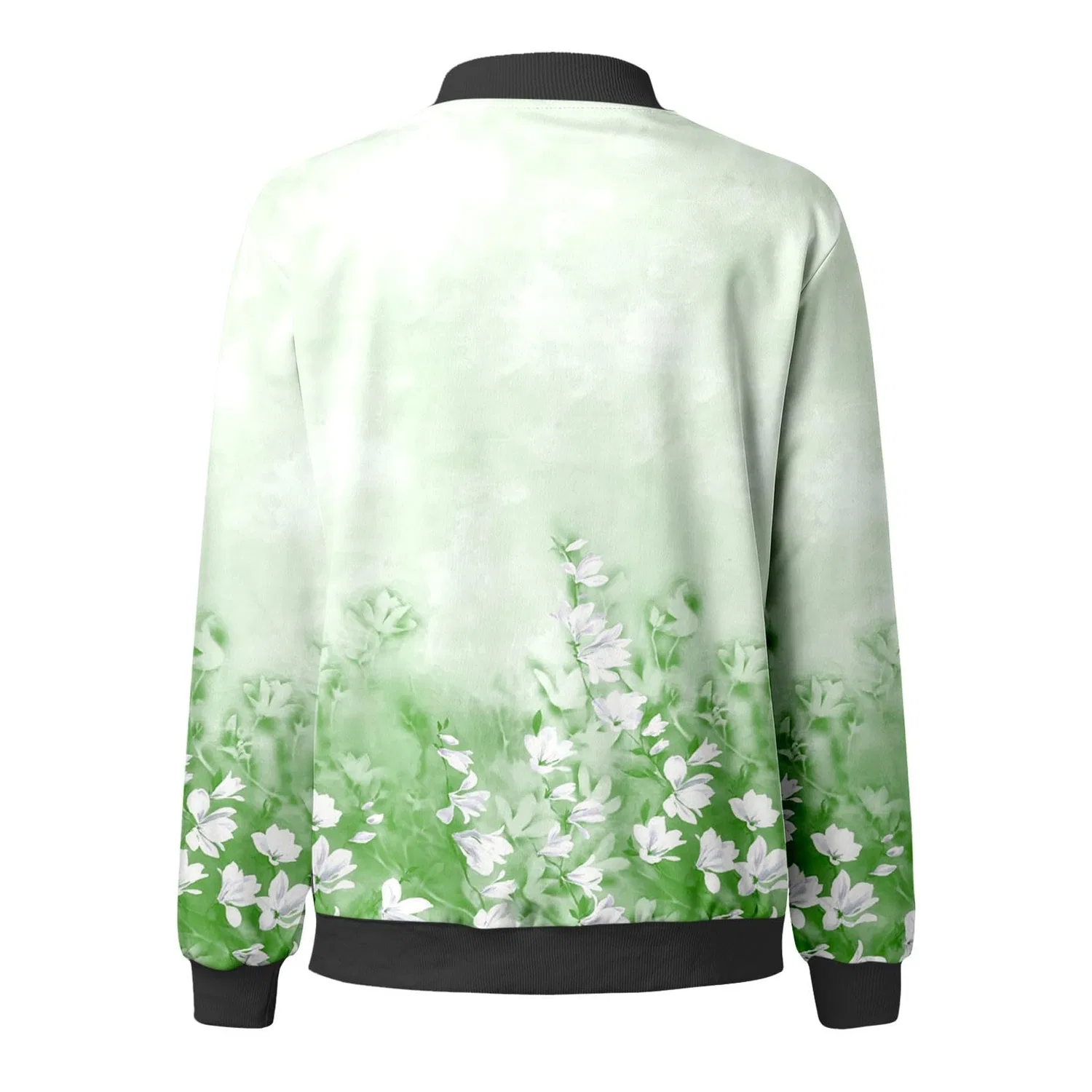 Женское пальто с принтом Giacchetto Donna Corto-Top Cardigan Con Cappotto A Maniche Lunghe Allentato Casual Con Stampa Floreale Alla Moda Da Donna, Verde — фото 4