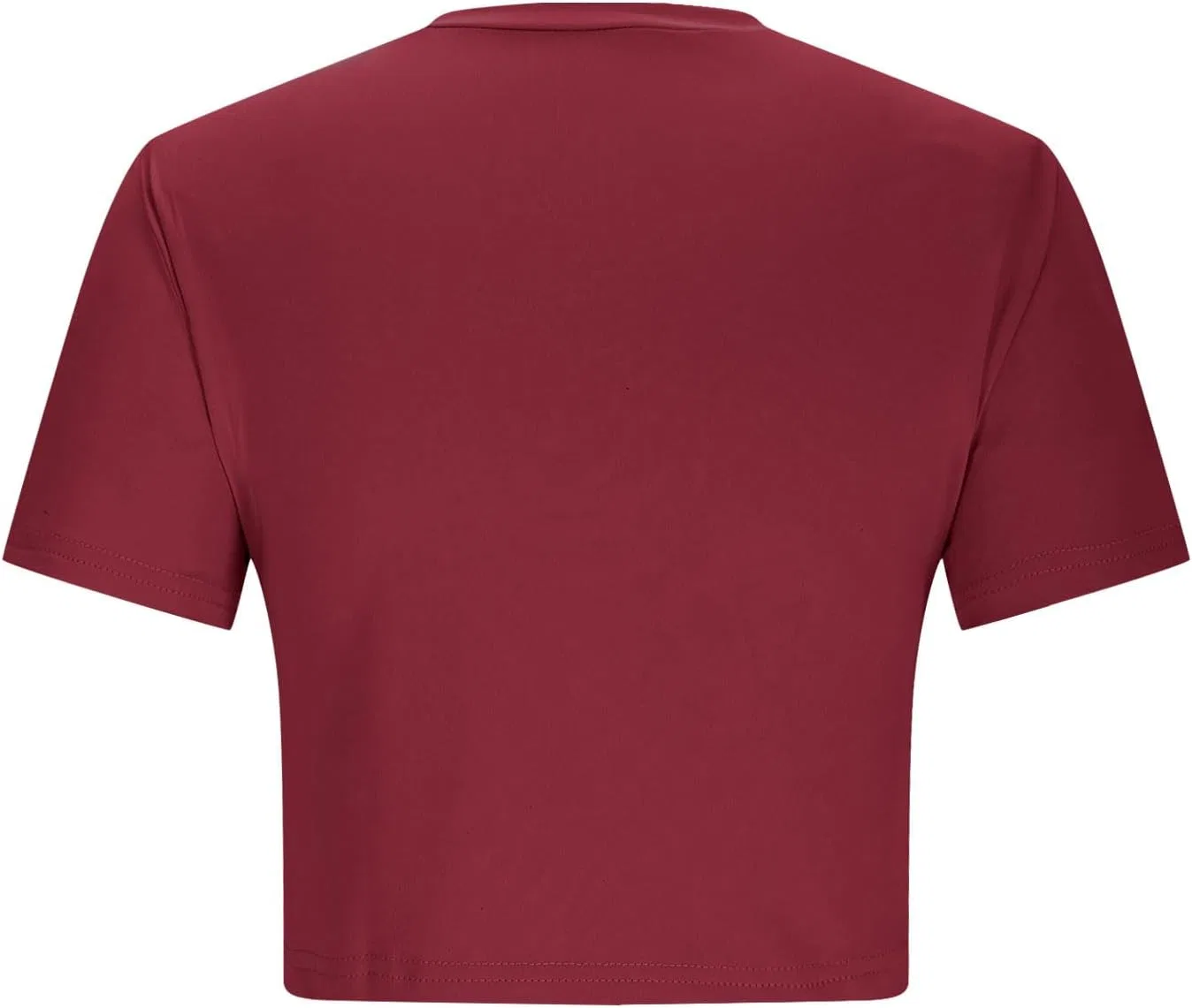Женская укороченная футболка с круглым вырезом Ribbed, Wine — фото 4