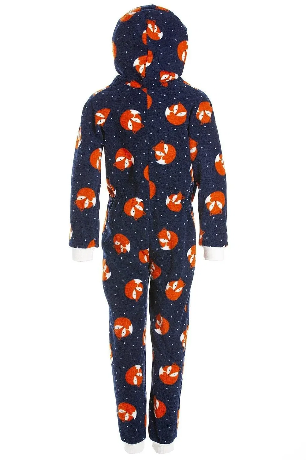Детский комбинезон с капюшоном с принтом лисы Supersoft Fox Animal Print Hooded All In One Onesie Camille, Navy — фото 2