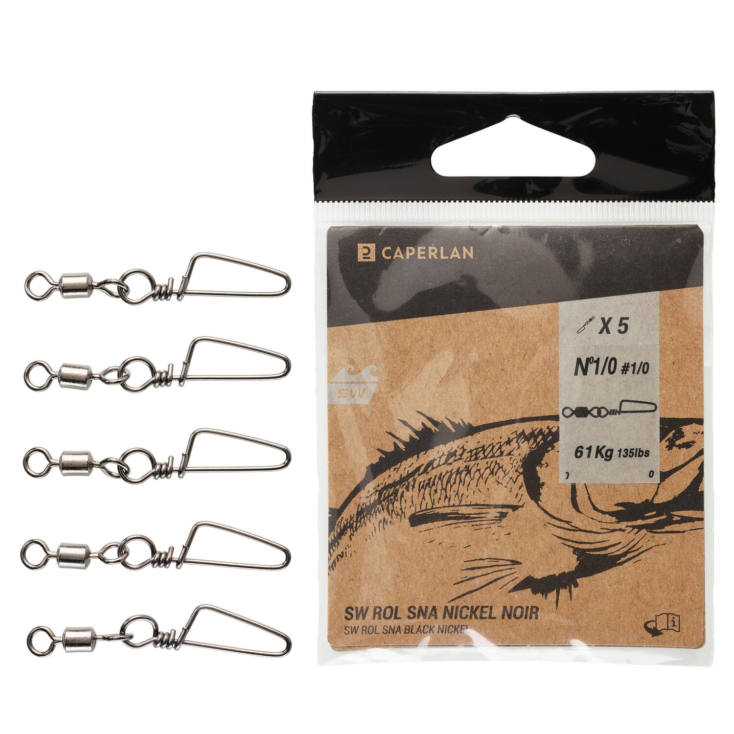 

Карабин вертлюжный Rolling Snap Black Nickel SW 5 шт. CAPERLAN