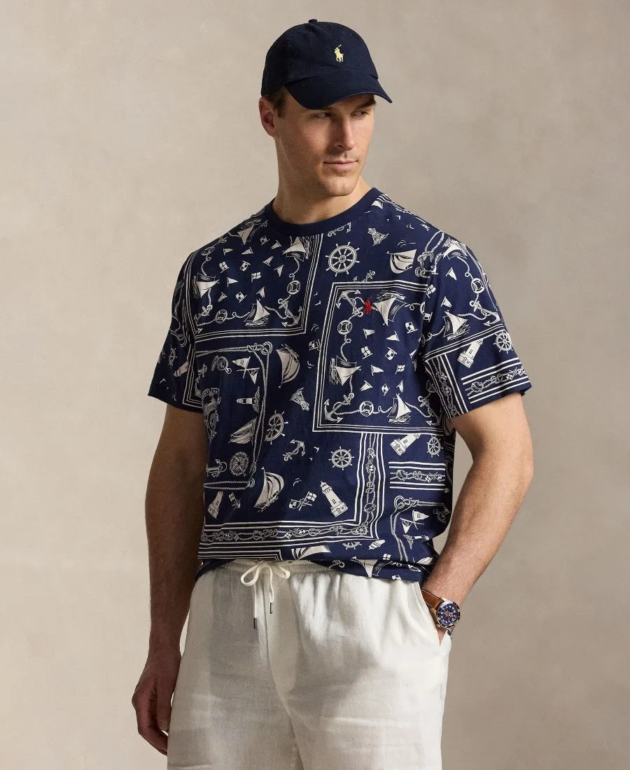 Футболка с принтом Nautical Bandanna Patchwork Polo Ralph Lauren, Newport Navy