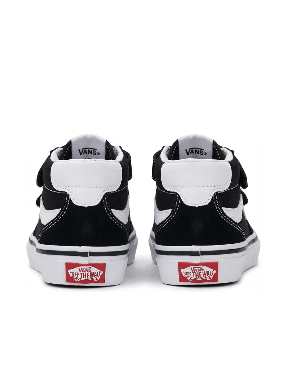Детские кроссовки для девочек с липучкой Brooklyn Mid V Vans, Black And White — фото 4