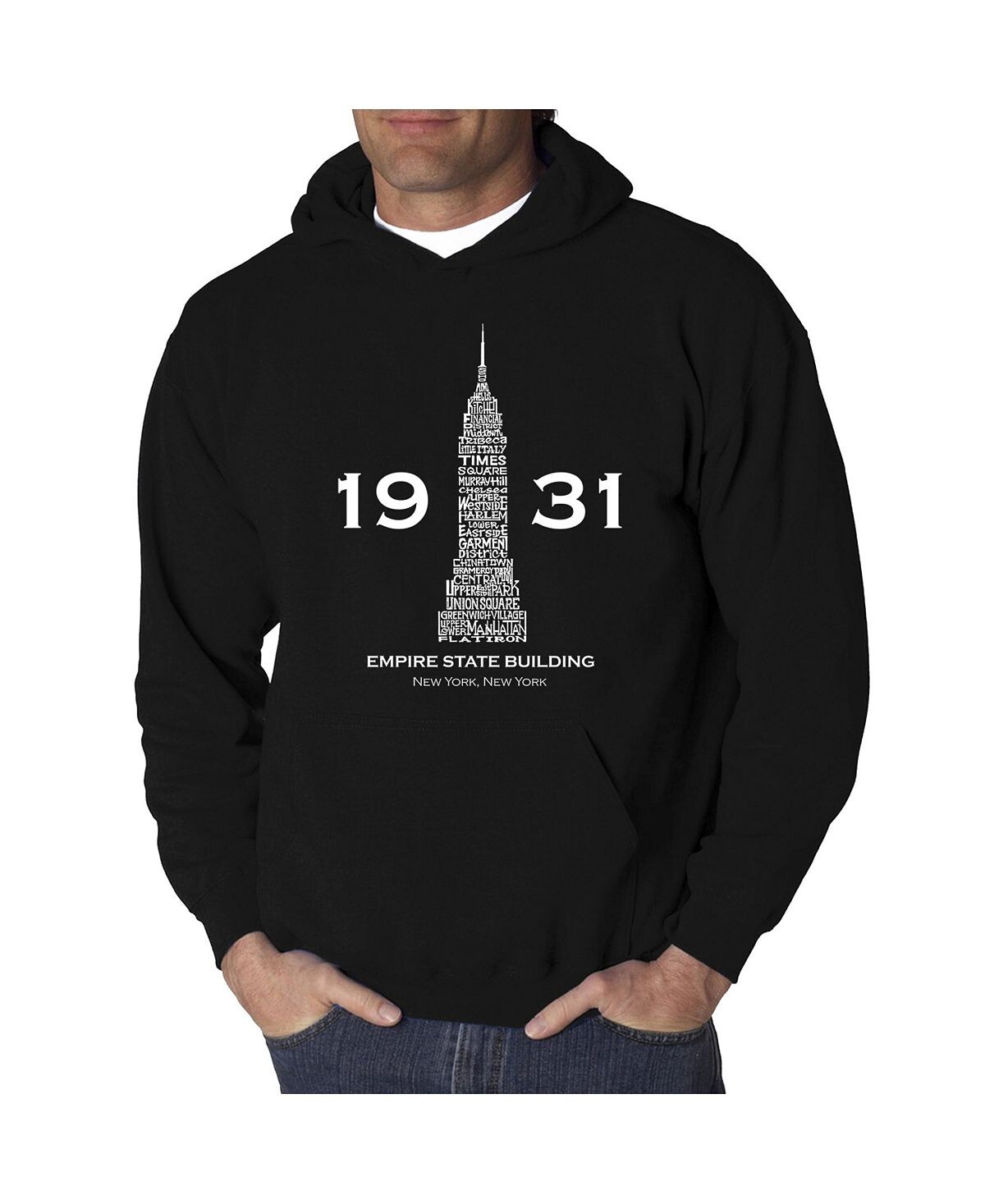 

Мужская толстовка с капюшоном empire state building word art LA Pop Art, черный