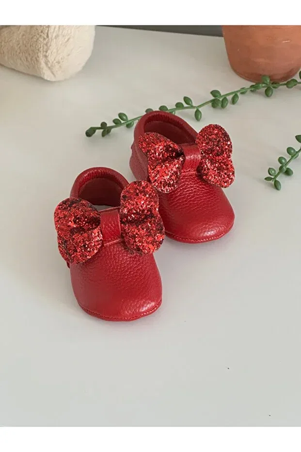 Детские кожаные туфли без каблука Li Puna, Red