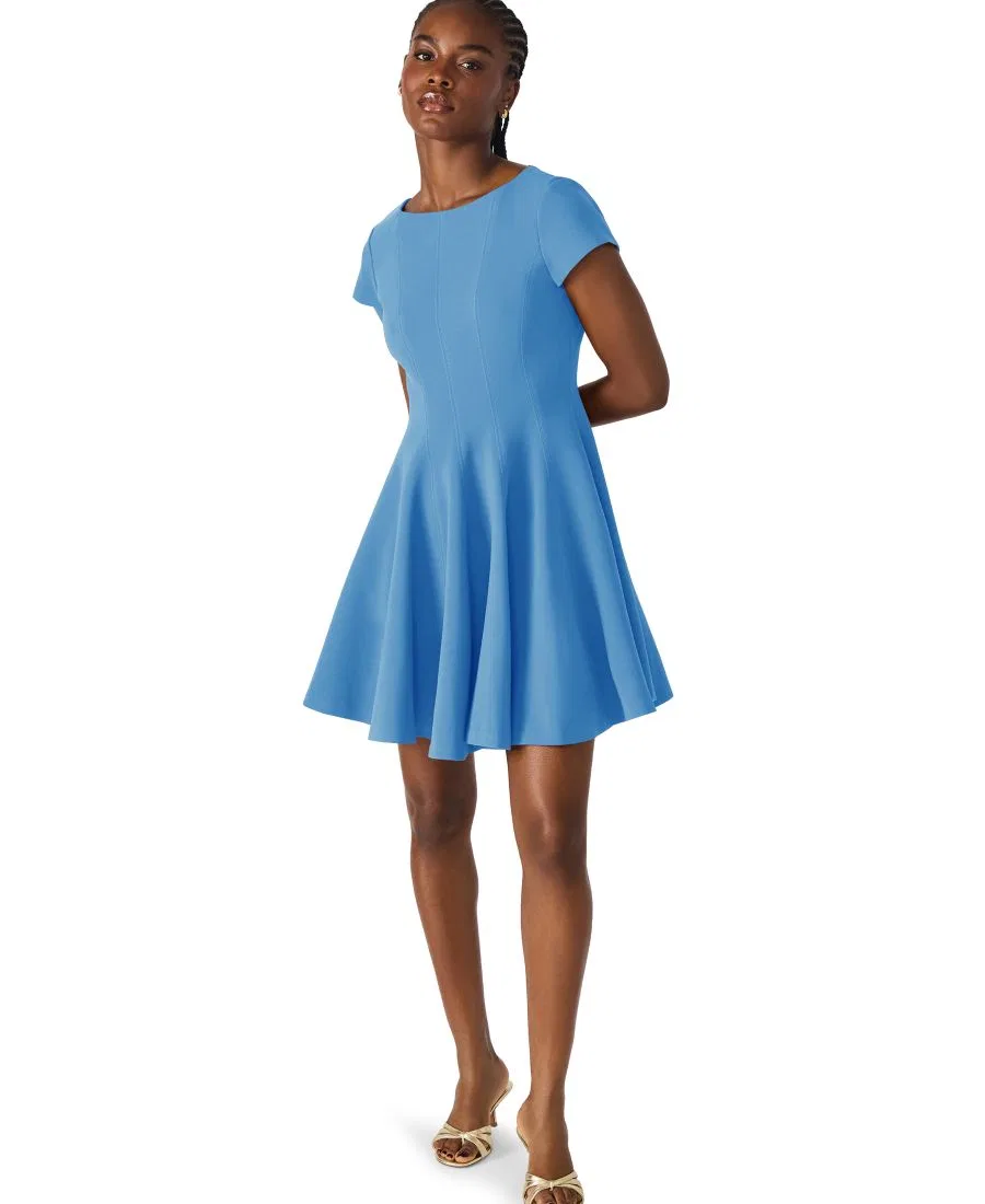 Платье-трапеция Nili Boat Neck Short-Sleeve Fit & Flare Steve Madden, Azure Blue — фото 2