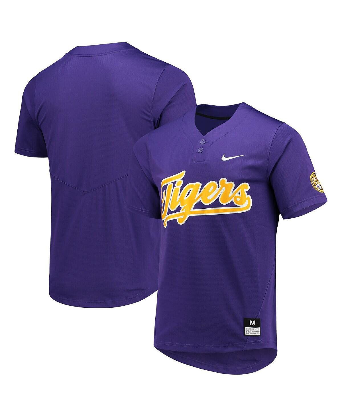 Мужское и женское фиолетовое софтбольное джерси lsu tigers с двумя пуговицами Nike, фиолетовый — фото 2