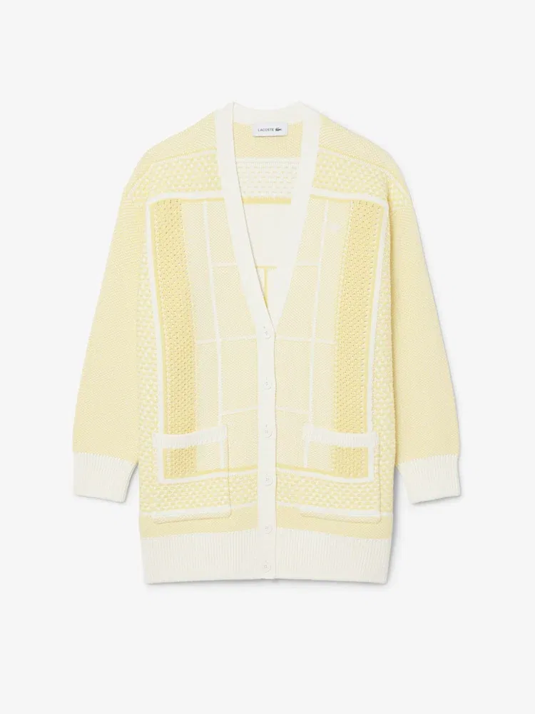Кардиган LACOSTE Tennis Court Gold с жаккардовым узором — фото 2