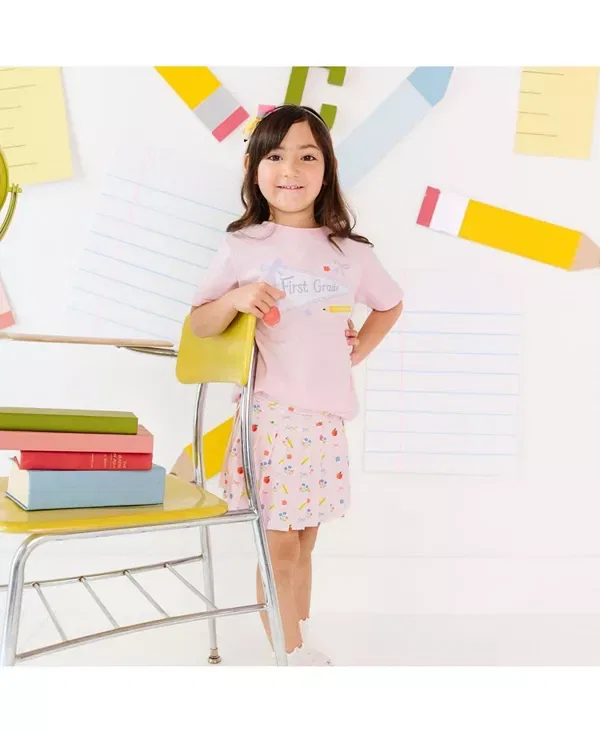 Детская футболка с принтом First Grade Pennant Sweet Wink, Ballet Pink — фото 2