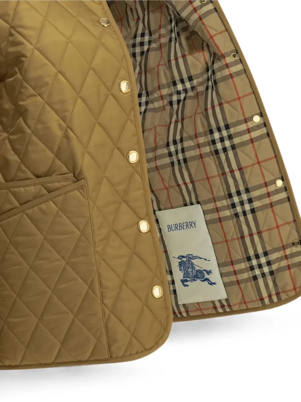 Стеганая куртка с вельветовым воротником Burberry, бежевый — фото 4