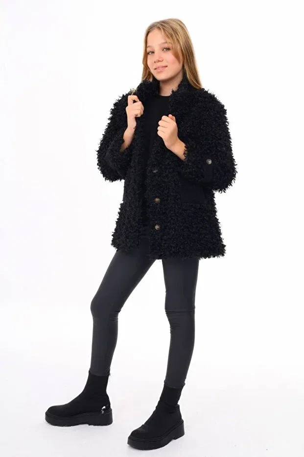 Детское пальто для девочек с длинным рукавом Esrakids, Black