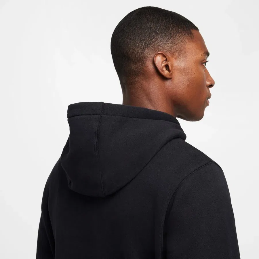 Свитшот мужской с капюшоном Nike Club Brushed Hoodie, Черный — фото 4