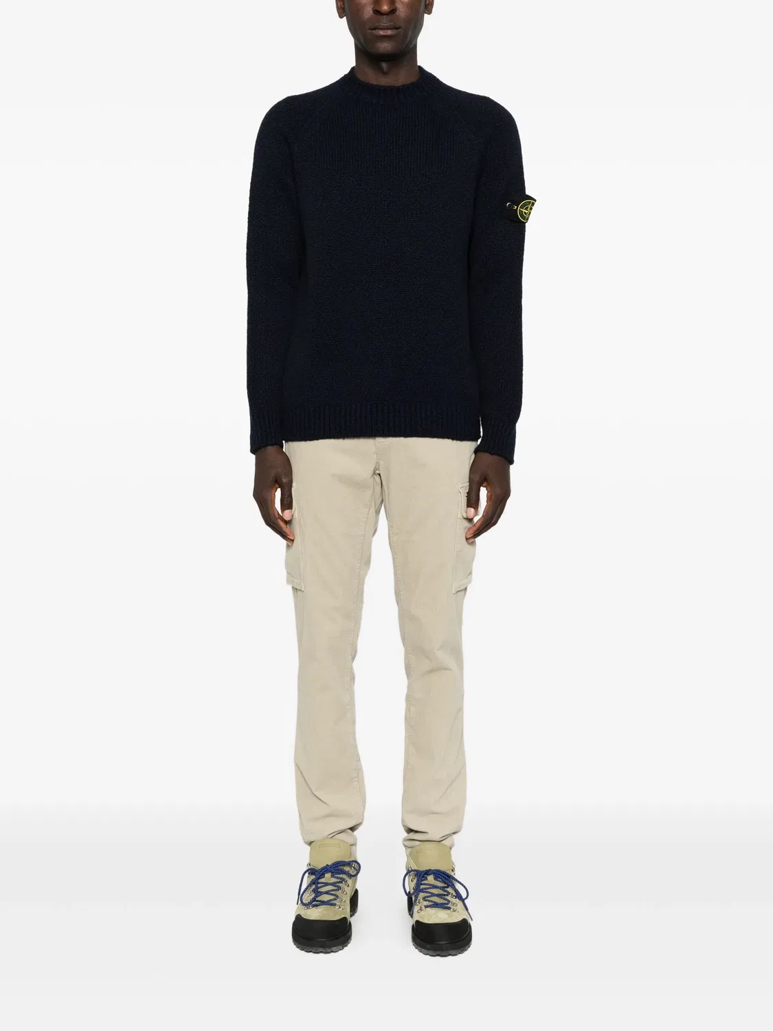 Свитер из шерсти с круглым вырезом Stone Island, темно-синий — фото 4