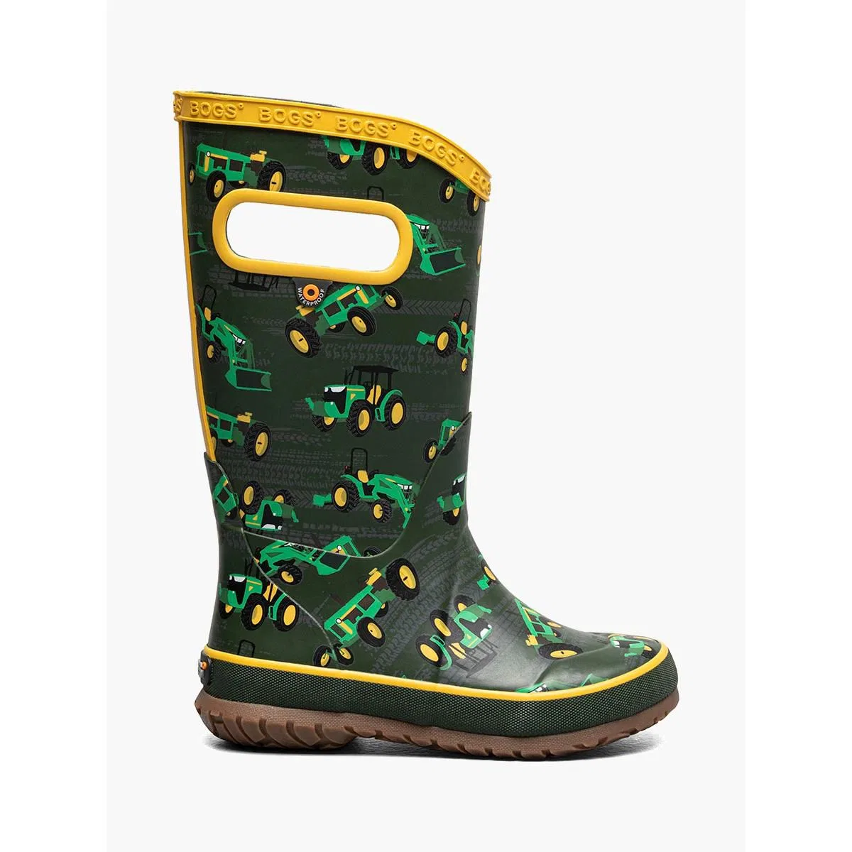 Детские резиновые сапоги с принтом Rainboot Tractor Bogs, Dark Green Multi