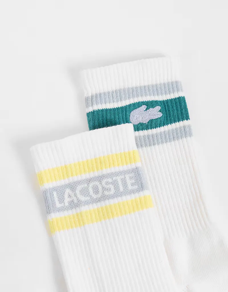 Носки спортивные с графикой 2 шт Lacoste, зеленый/белый — фото 2