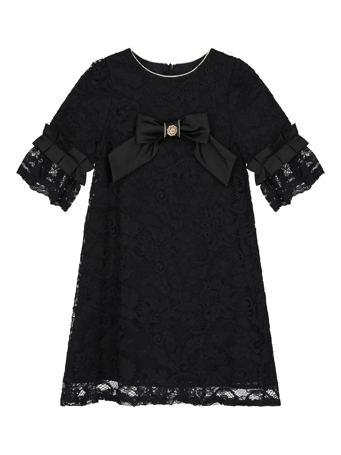 Платье с кружевом и бантом Patachou, черный