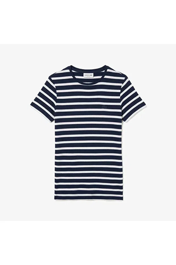 Футболка Lacoste Slim Fit 23L-Blue, полосатая, темно-синяя — фото 3