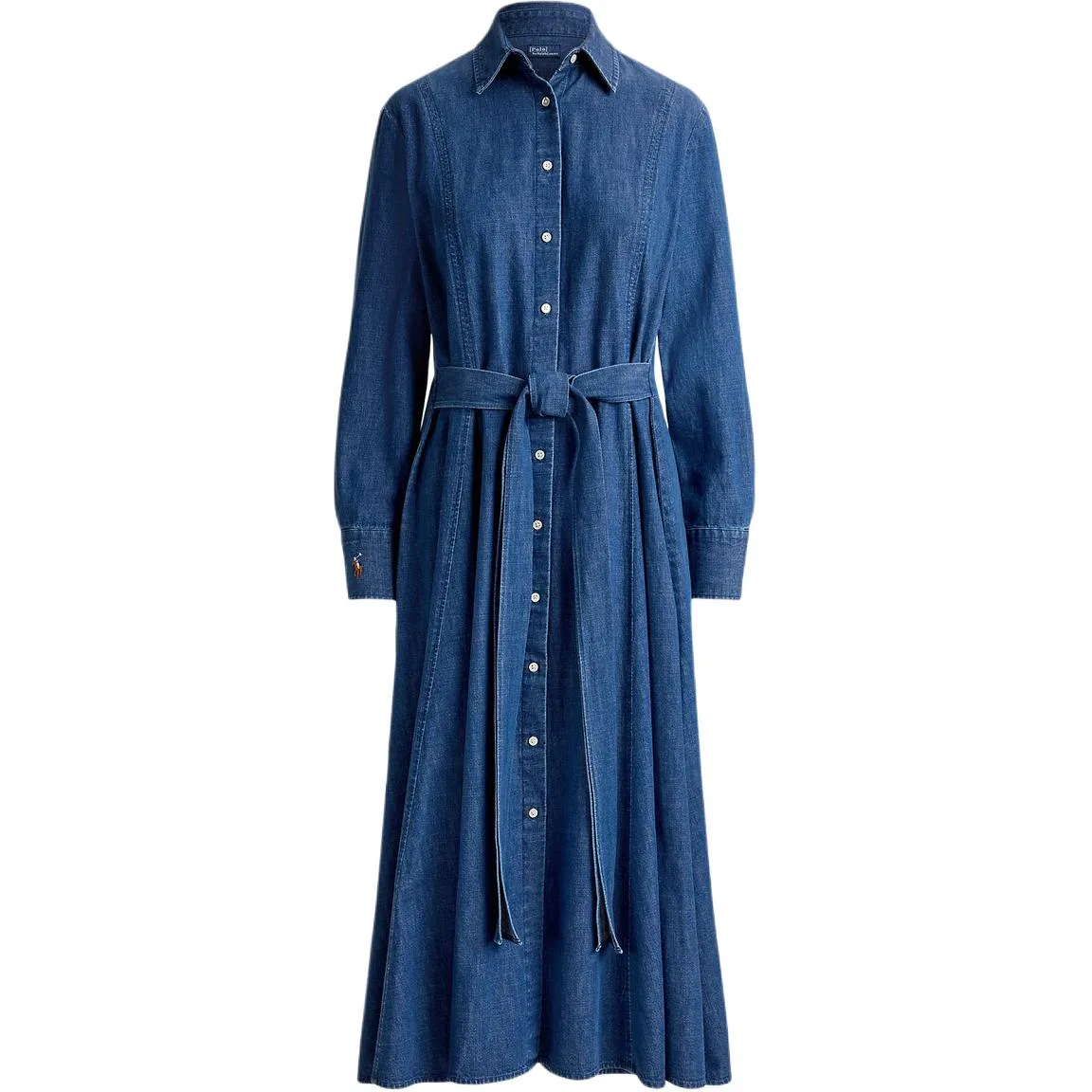 Женское платье миди с длинным рукавом от Polo Ralph Lauren, Chambray Blue — фото 3