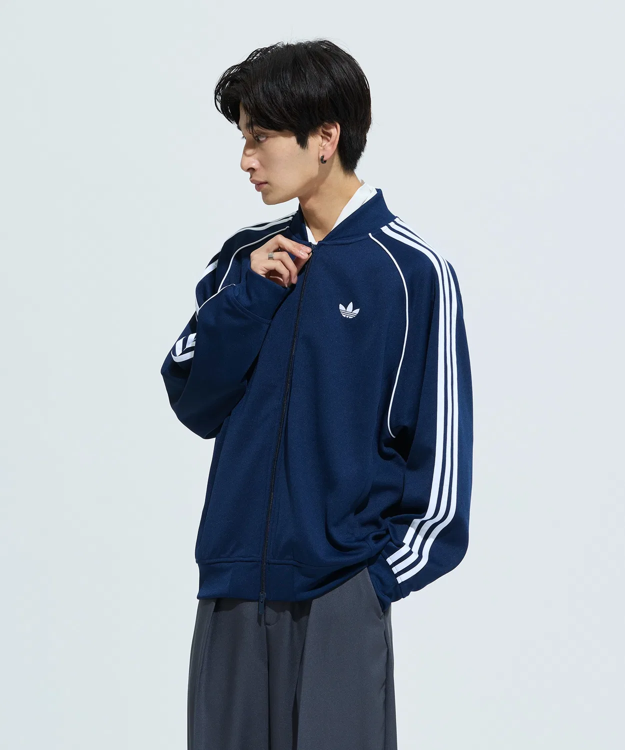 Мужская куртка-трактор с молнией, свободного кроя, модель SST Adicolor Classic Adidas Originals, Blue — фото 4