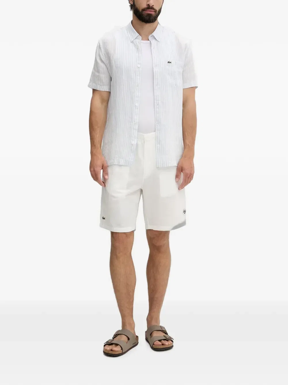 Полосатая рубашка с короткими рукавами Lacoste, белый — фото 2