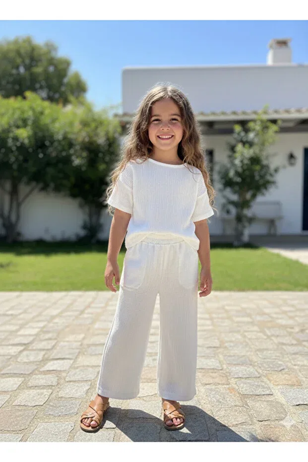 Детские брюки для девочек хлопковые Fesshera Kids, White