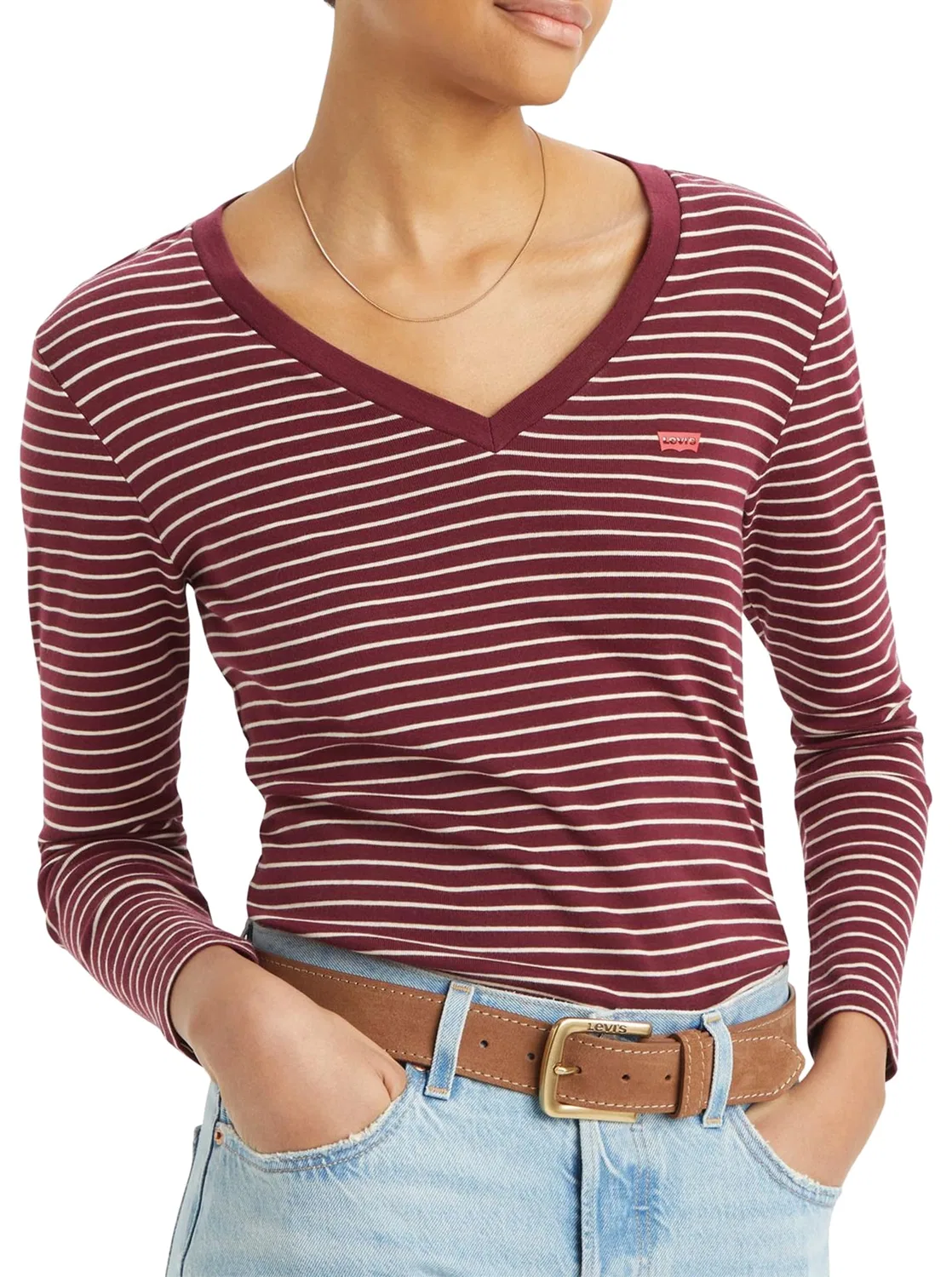Женская футболка с длинным рукавом Essential Housemark Levi's, 2-Maury Stripe Burgundy — фото 4