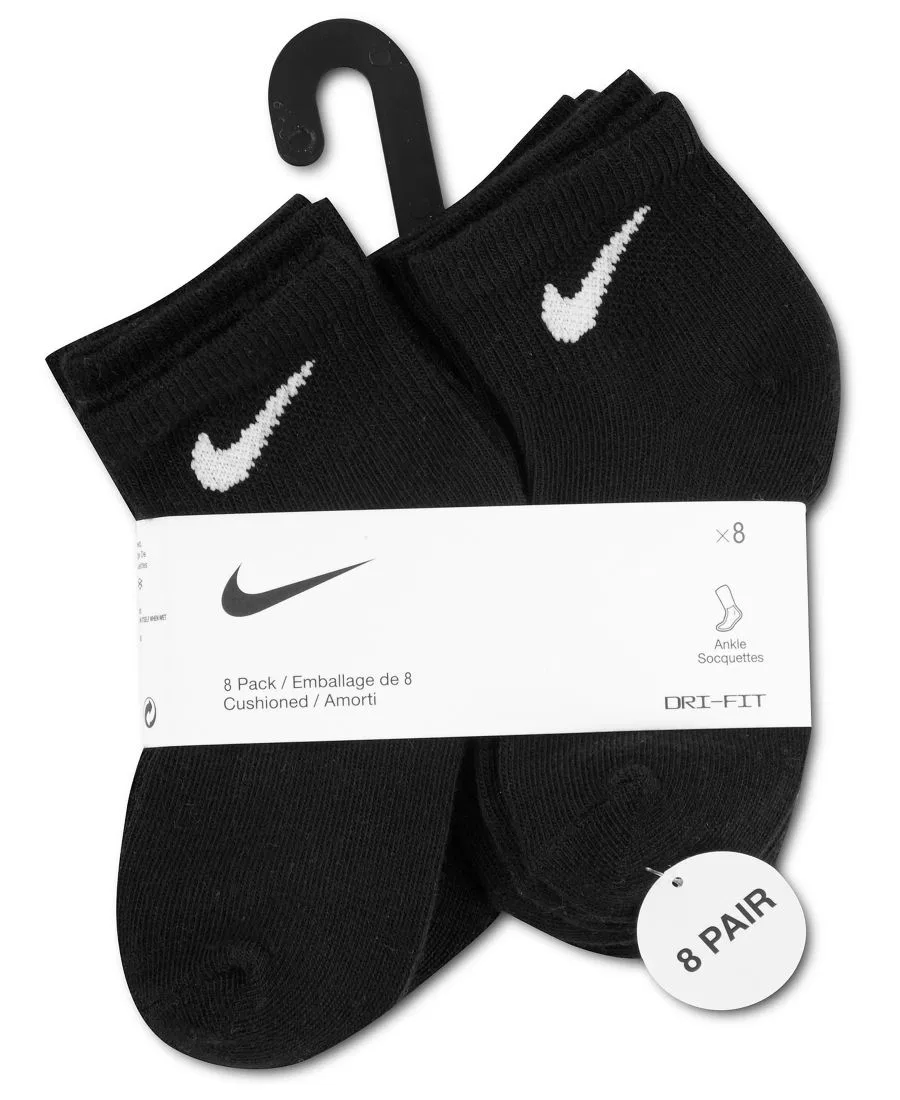 Носки детские 5-7 лет, 8 пар, с логотипом Swoosh Nike, Black — фото 3