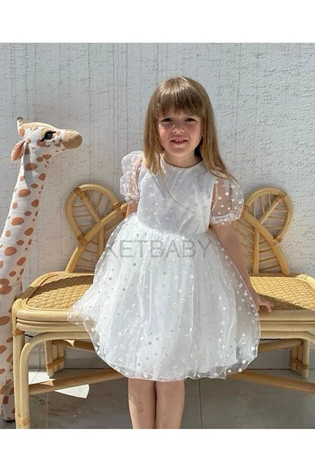 Детское платье для девочек с принтом Tiny Daisy Ketbaby, White — фото 3