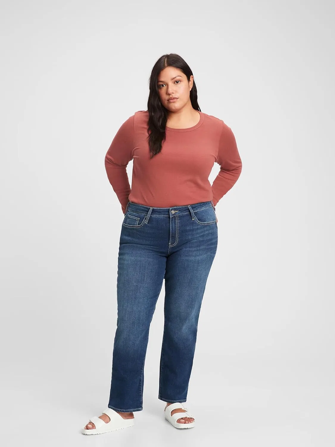 Джинсы GAP Classic Straight Fit, темно-синие — фото 4