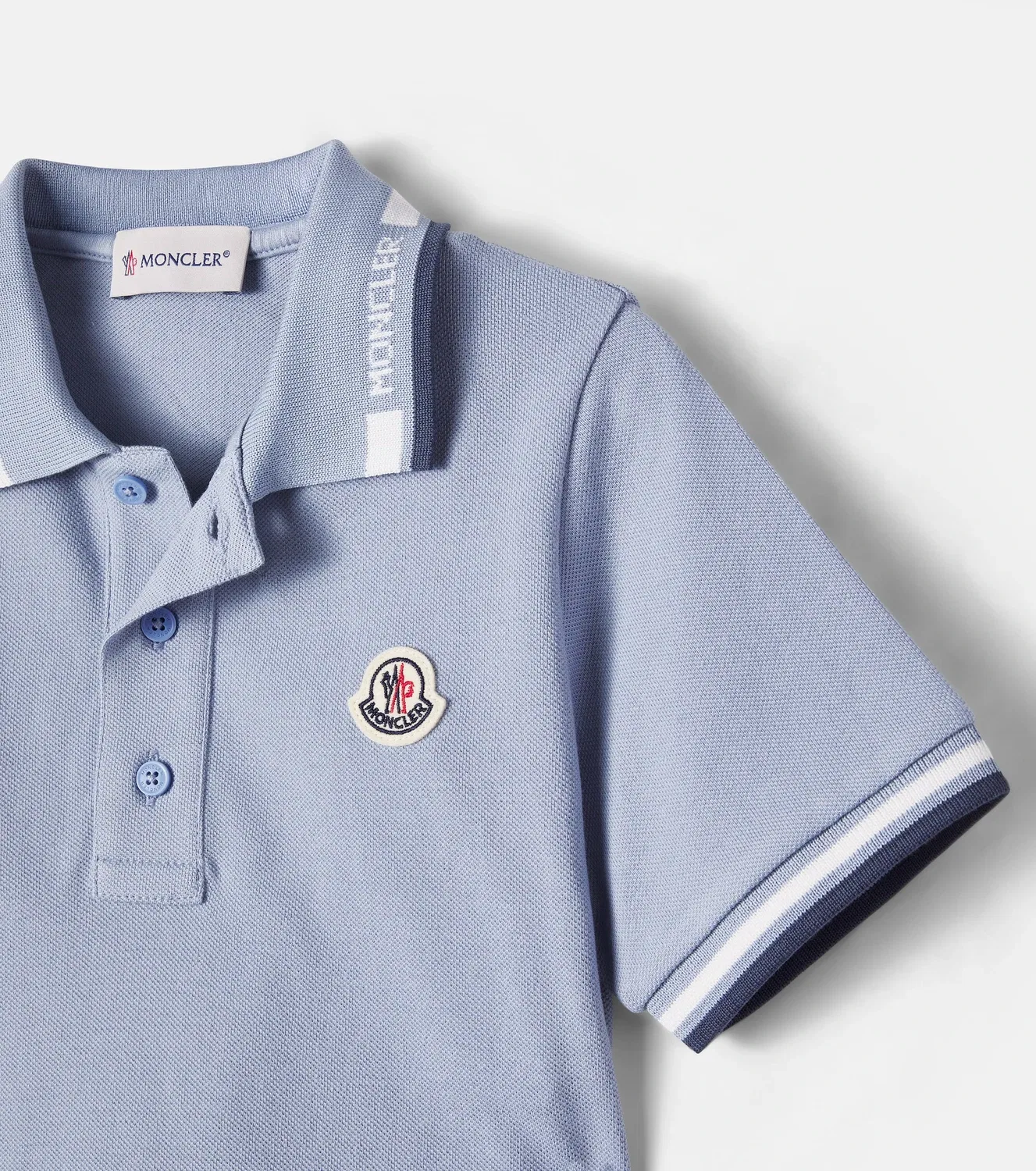 Футболка-поло из хлопкового пике Moncler Enfant, синий — фото 3