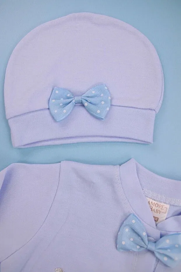 Детский комплект боди-комбинезонов с вышивкой Amore, Blue — фото 4