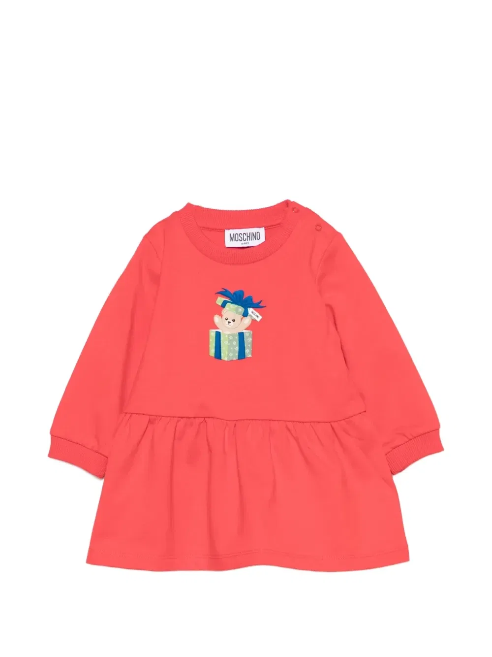 Расклешенное платье с принтом Тедди Moschino Kids, красный