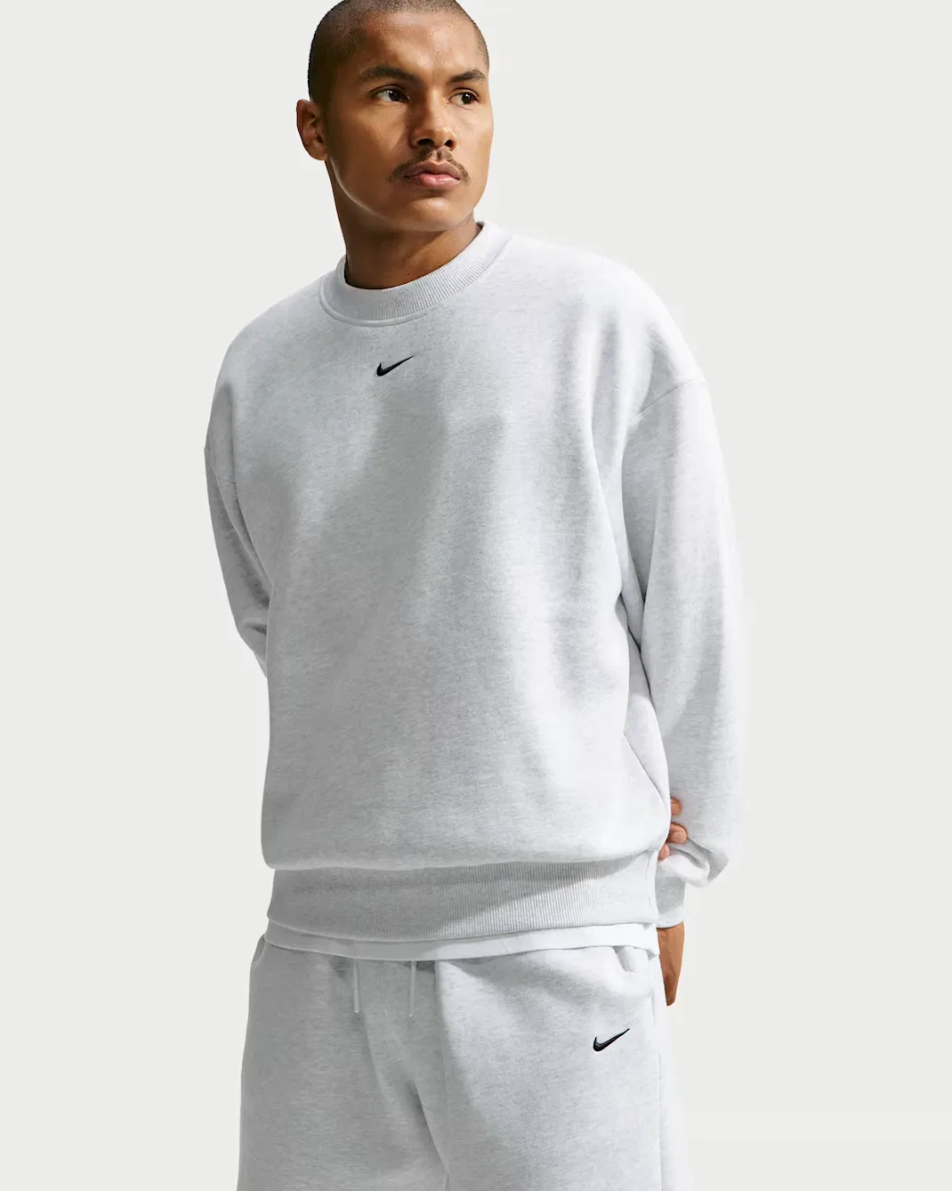 Мужская толстовка с круглым вырезом Nike Solo Fleece, Birch Heather/Black