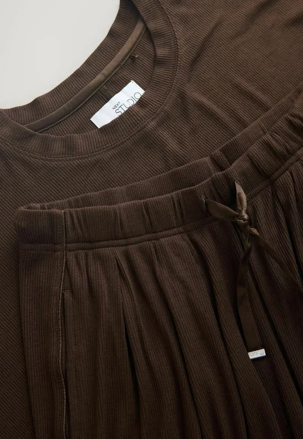 Комплект пижамы, rib, Set, Next, Chocolate Brown, коричневый/шоколадный — фото 4