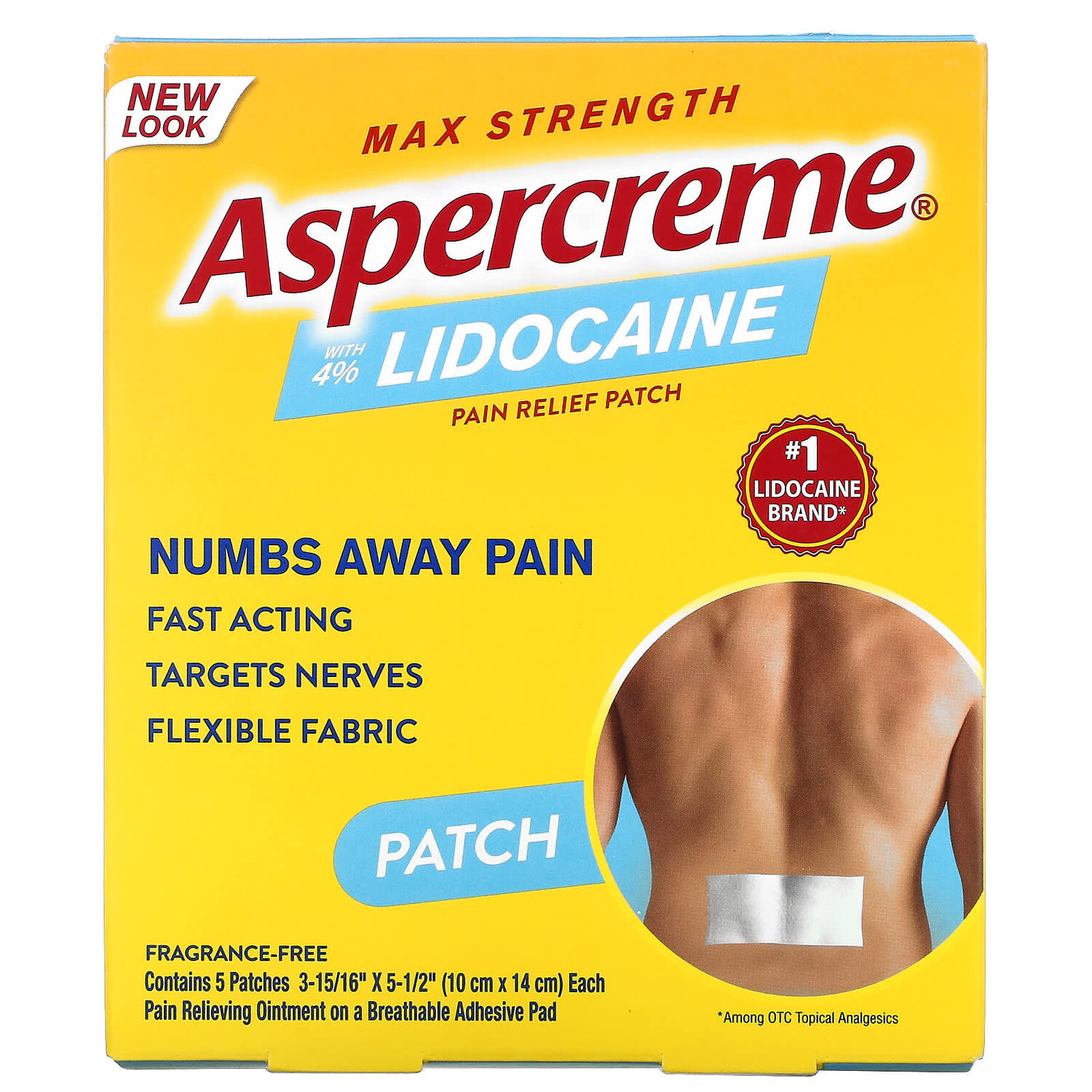 

Обезболивающий Пластырь Aspercreme с 4% лидокаином, 5 пластырей