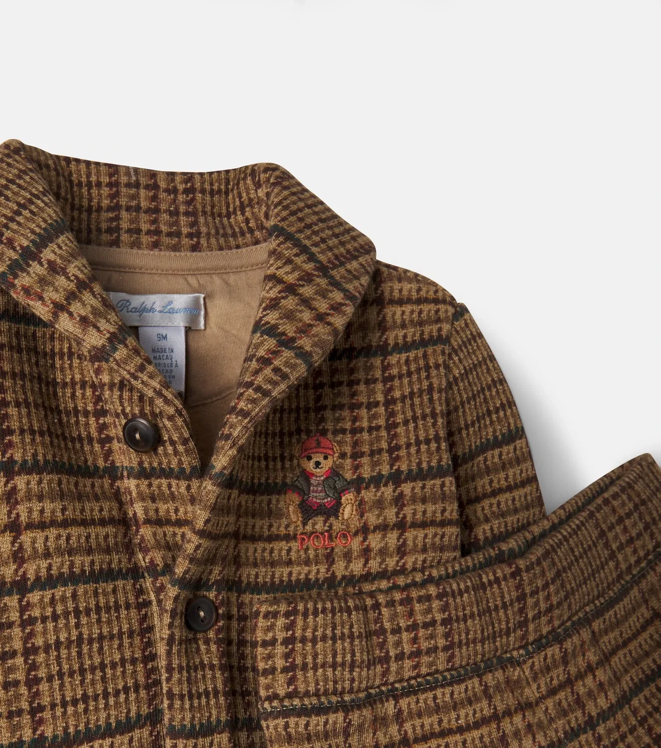 Комплект из куртки и брюк в клетку Glenview Tweed Polo Ralph Lauren Kids, коричневый — фото 4