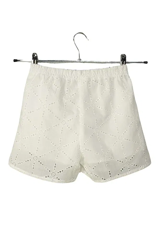 Детские шорты для девочек хлопковые White fisto embroidered Wakawakakidsstore, Ecru — фото 3