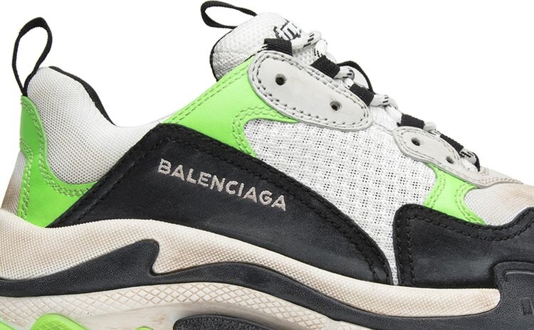 Кроссовки Mr. Porter x Balenciaga Wmns Triple S Trainer Neon Green 2018, белый — фото 2