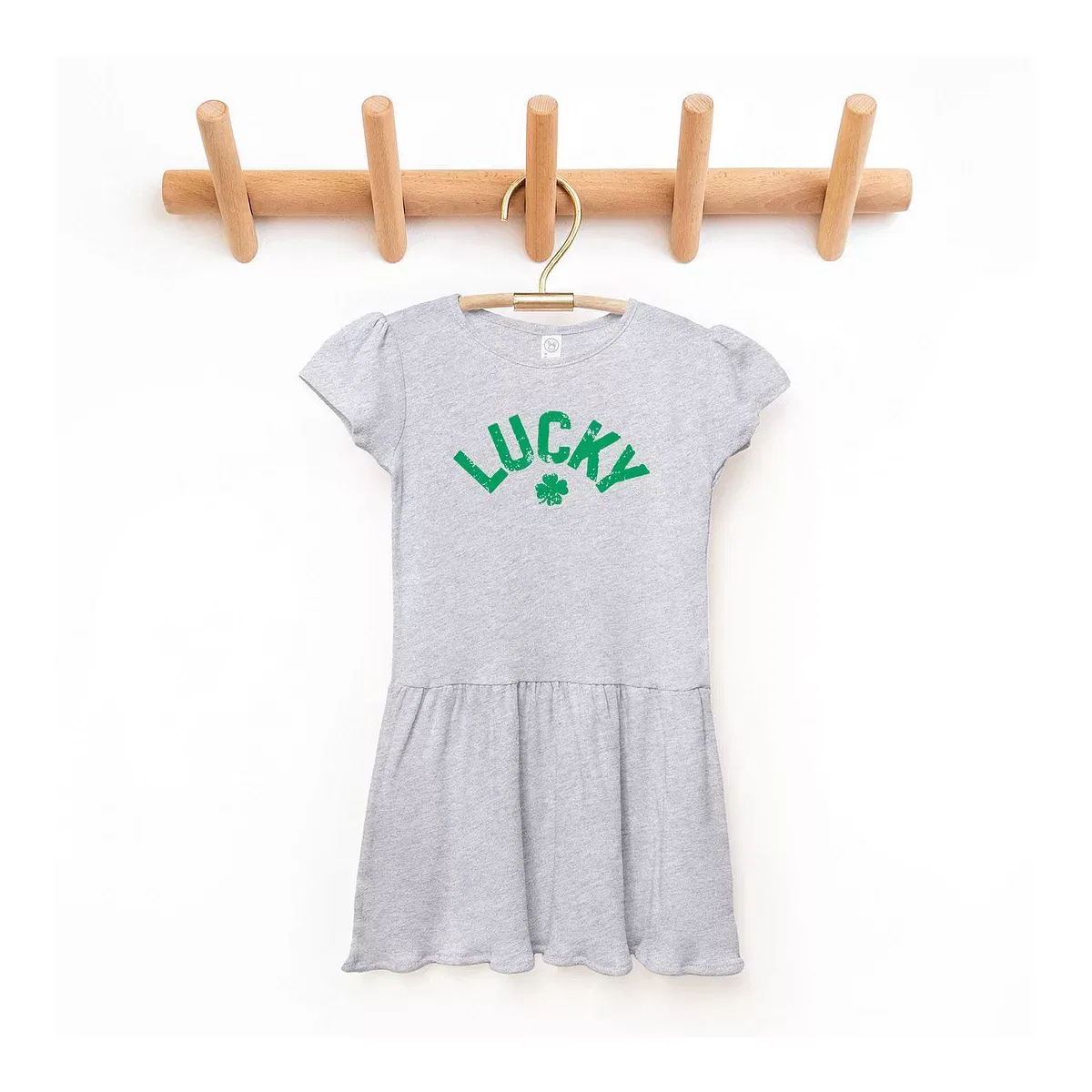Детское платье с коротким рукавом Lucky Arched Distressed The Juniper Shop, Heather Grey