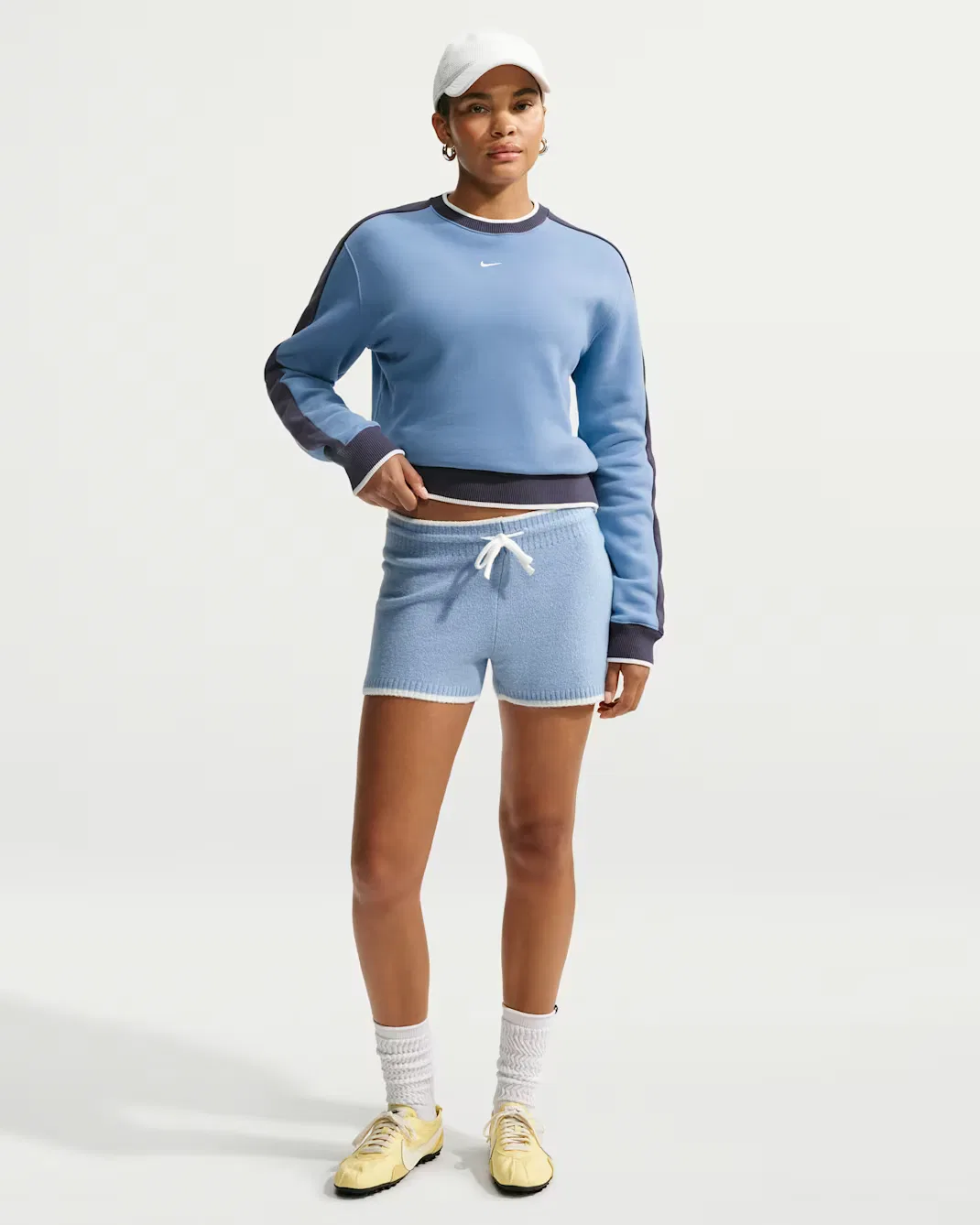 Women's Crew Nike Studio Fleece Medium Weight, Work Blue/Gridiron/Sail — фото 4