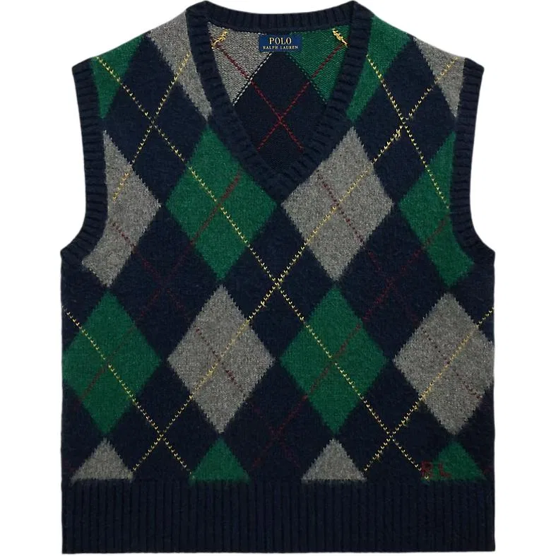Мужской жилет без рукавов с узором Argyle Polo Ralph Lauren, Black Green