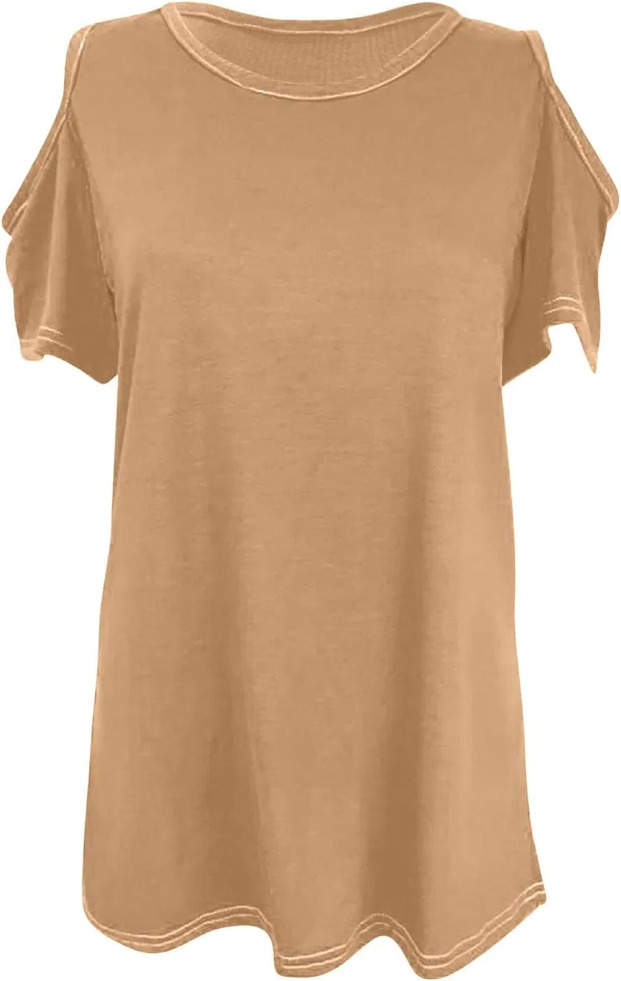 Женская офф-плеч футболка Crew Neck, Khaki — фото 3