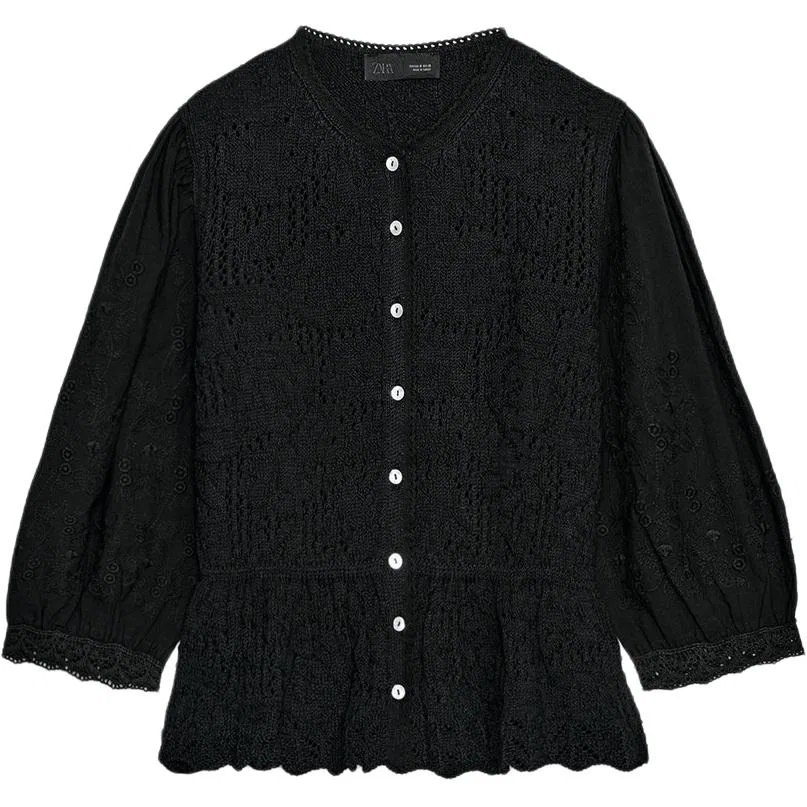 Женский свитер с круглым вырезом Black ZARA