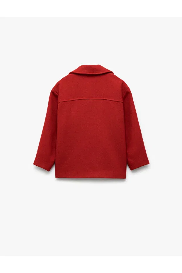 Детское пальто для девочек двубортное с воротником-кашкорсе Koton, Red — фото 2