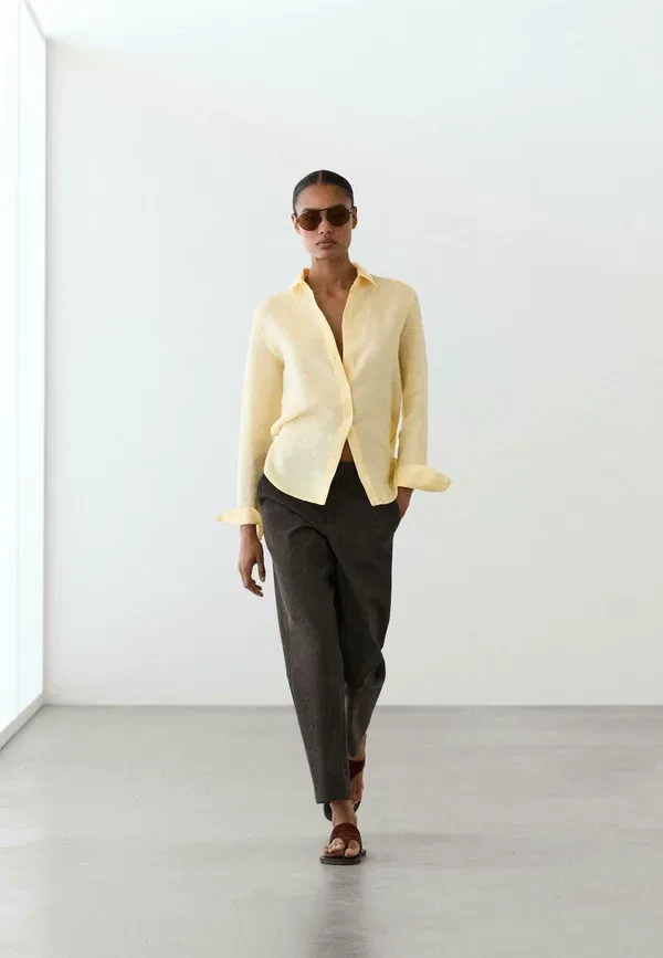 Брюки льняные Trousers Massimo Dutti, темно-коричневый — фото 2