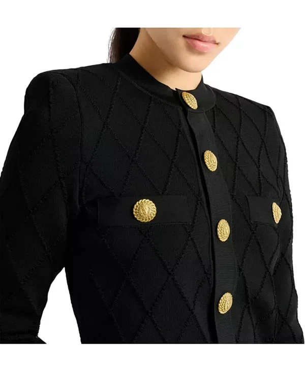 Женский вязаный кардиган укороченный Balmain, черный — фото 4