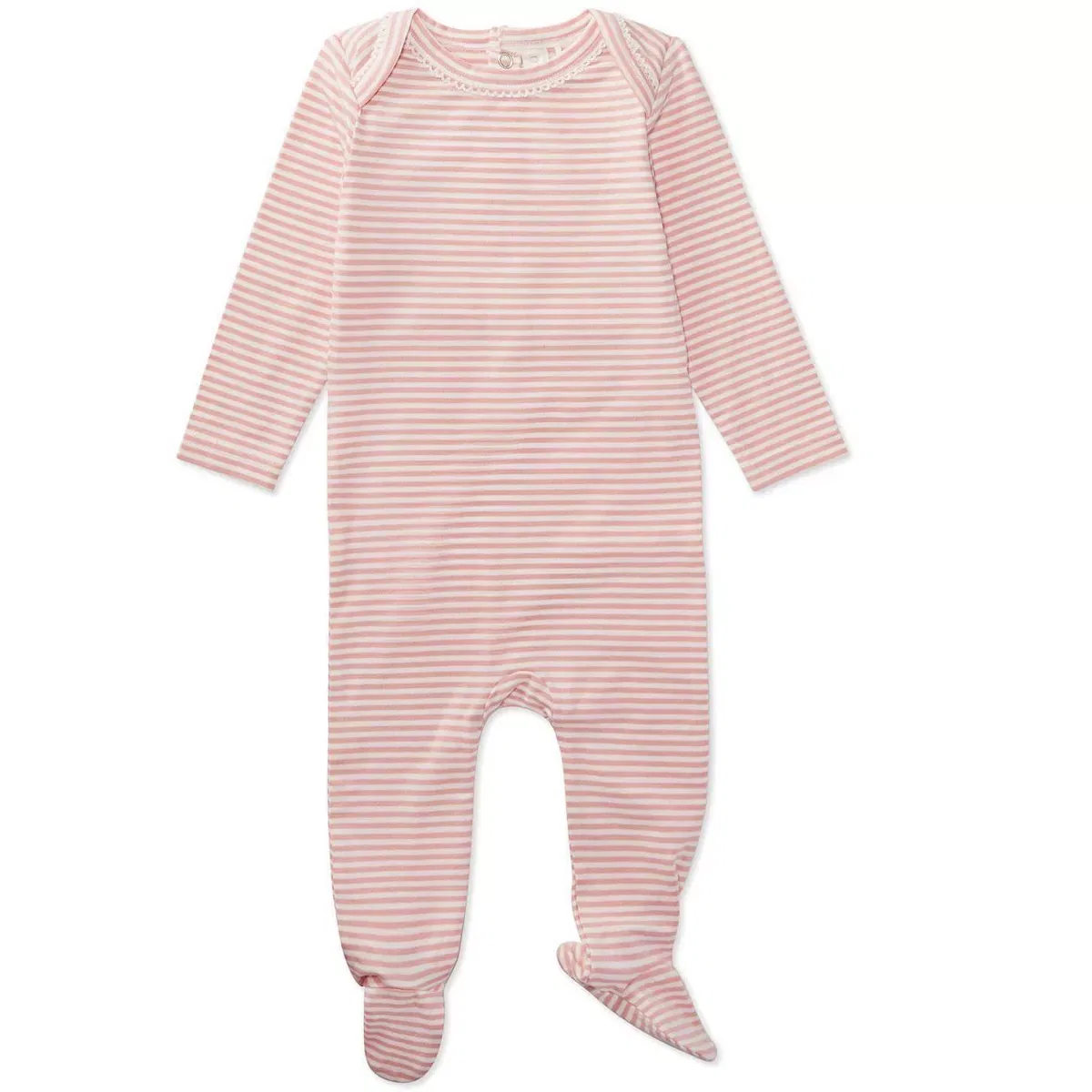 Детское платье-боди с длинным рукавом MiniMe Striped Shoulder Flap Footie ONLINE UNIQUE RTW MISSY, Rose