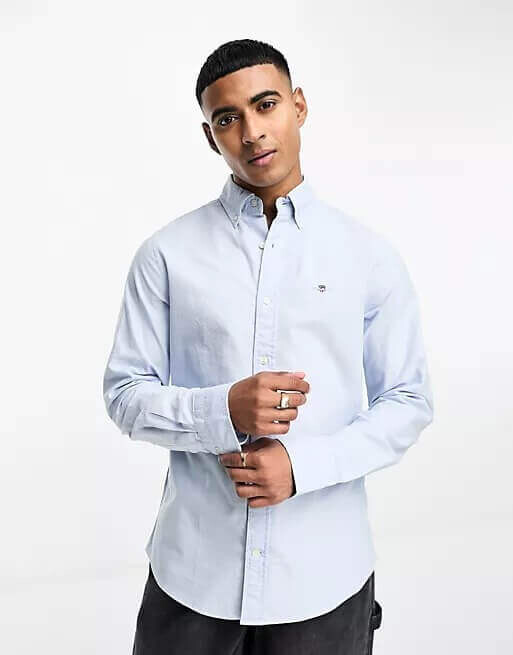 

Рубашка Gant Icon Logo Slim Fit Oxford, голубой